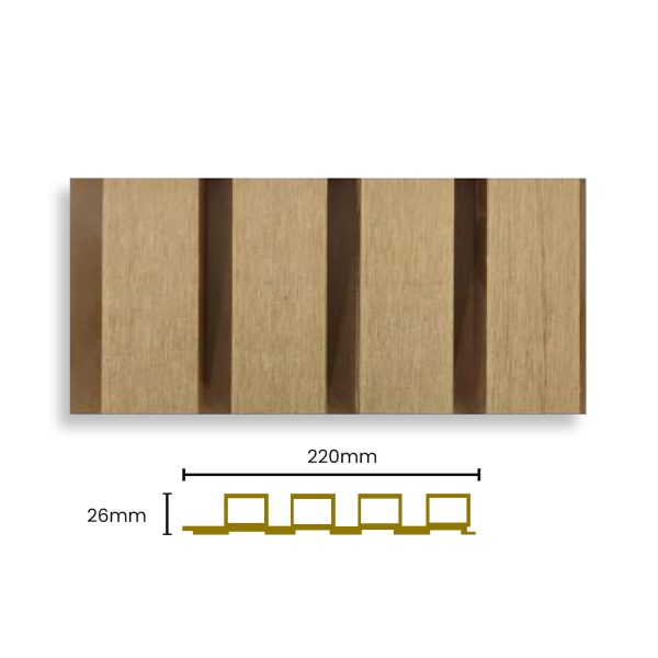 DE WPC ELE WALL FLUTED PANEL 4S OUT NATURAL 220X26X2900MM 2023-