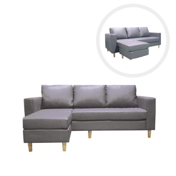 FU SS LR SOFA SHILOH L-TYPE LEATHER GREY Y-L2839