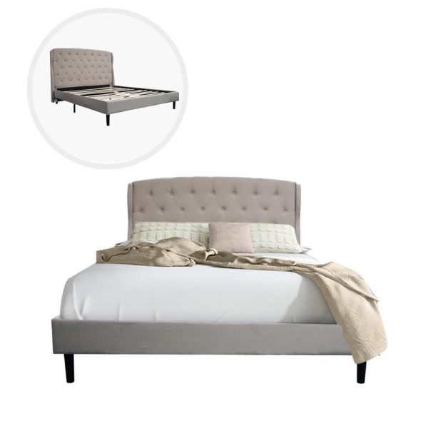 FU SS BR BED WEBB QUEEN TUFTED WING LT. BEIGE UB-250Q AR285-3