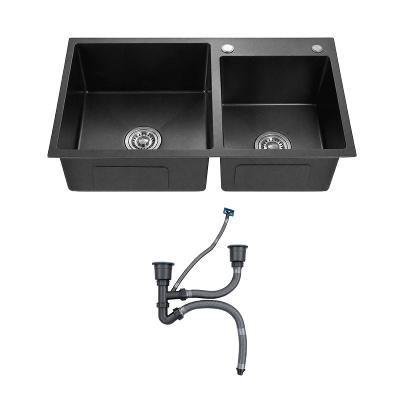 MARCO POLO KITCHEN SINK HANDMADE HD-8245D STAINLESS STEEL 304 BLACK DOUBLE BOWL WITH ACCESSORIES